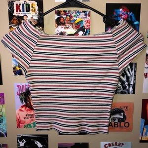 Off the shoulder striped